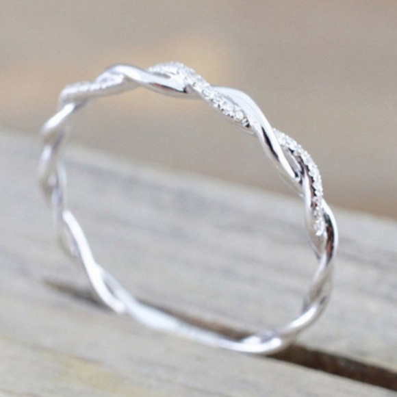 NEW Sterling Silver Diamond Twisted Eternity Ring - Picture 2 of 3